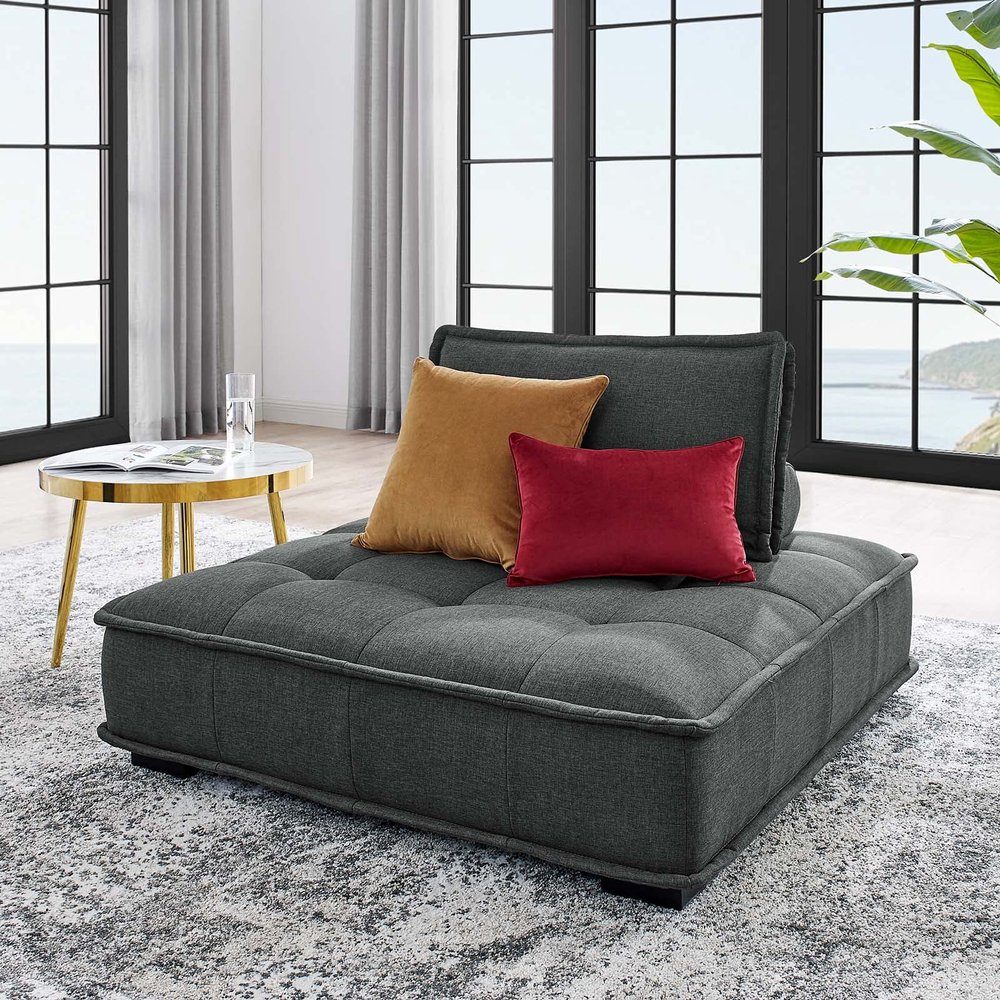 Modway Saunter Tufted Fabric Armless Chair, Gray