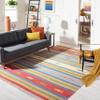 SAFAVIEH Montauk Collection Area Rug - 6' Square, Blue & Red, Handmade Boho Cotton, Ideal for High Traffic Areas in Living Room, Bedroom (MTK555M) view 1