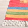 SAFAVIEH Montauk Collection Area Rug - 6' Square, Blue & Red, Handmade Boho Cotton, Ideal for High Traffic Areas in Living Room, Bedroom (MTK555M) view 3