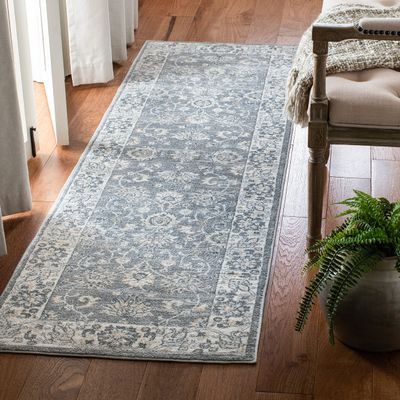 SAFAVIEH Isabella Collection Runner Rug - 2'2" x 11', Grey & Cream, Oriental Design, Non-Shedding & Easy Care, Ideal for High Traffic Areas in Living Room, Bedroom (ISA940F)
