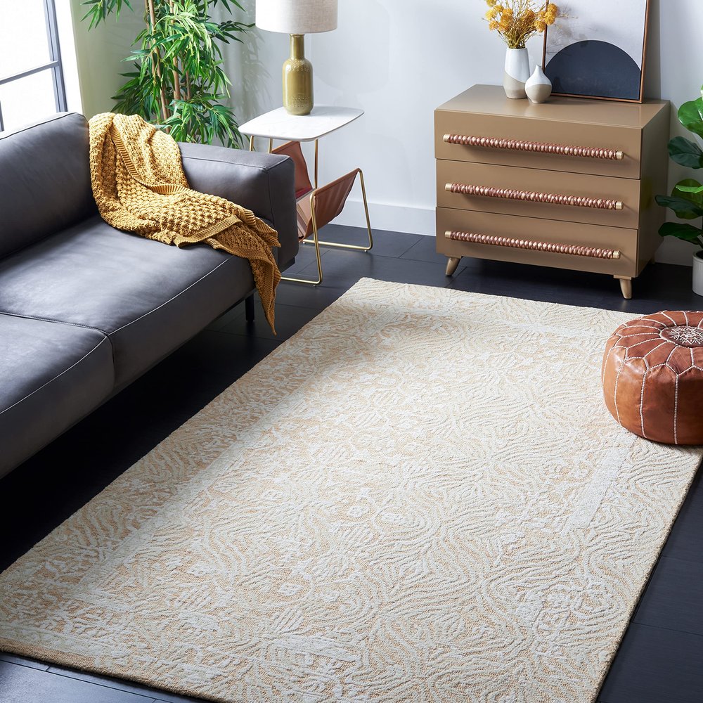 SAFAVIEH Metro Collection 3' x 5' GoldIvory MET905D Handmade Premium Wool Entryway Living Room Foyer Bedroom Accent Rug