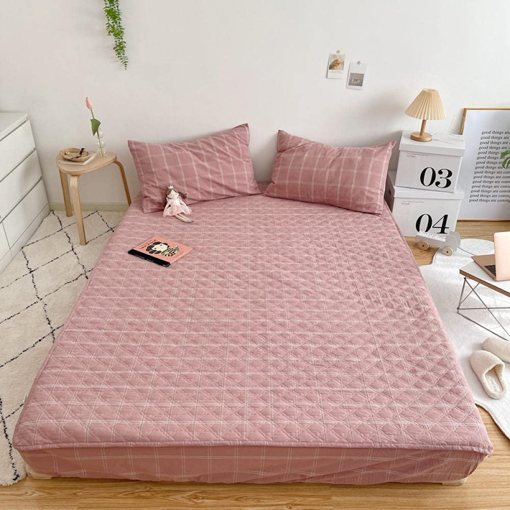 CFYCYHDZHT Bedding Extra Deep Fitted Sheets,Thick Quilted Non Slip Mattress Protector, Soft Comfortable Fitted Sheets for Boys and Girls Bedroom Single Double Bed Checkered 120cmx200cm+27cm