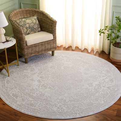 SAFAVIEH Reflection Collection Area Rug - 6'7" Round, Cream & Ivory, Non-Shedding & Easy Cleaning, Ideal for Living Room, Bedroom (RFT664D)
