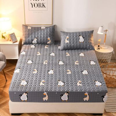 CFYCYHDZHT Flat Fitted Sheets,Children's Bedroom Cotton Quilted Printed Box Spring Bed Fitted Sheets,Kids Water Proof Urinary Mattress Protector Rabbit 135cm200cm