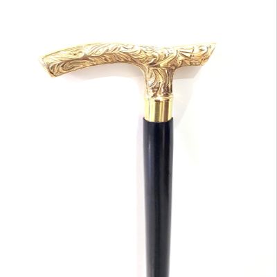 37 Wooden Walking Cane | Walking Stick Beautiful Brass Golden & Black Wooden Head Walking Stick for Men and Women