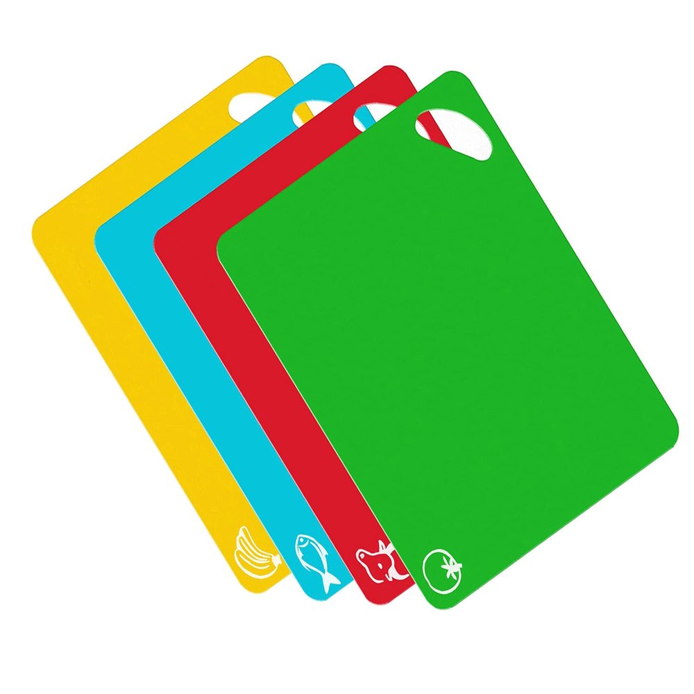 Heavy Duty Grip Flexible Cutting Board, Plasitc Cutting Board Mats Set Better Use for Kitchen RV Bar BBQ, Thicker Chopping Board (1.2mm), BPA Free (Multi-color: Set of 4)