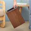 CL-ZZZ Wooden Trash Can Cube Shape Waste Paper Basket, Trash Storage with Inner Plastic Rubbish Bin, Eco-Friendly Rubbish Bin, Dark Brown view 4