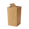 CL-ZZZ Wooden Trash Can, Swing Lid Waste Bin Cube Shape Paper Recycling Basket, for Bedroom, Living Room, Bathroom, Office, Light Brown Natural Wood view 1