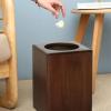CL-ZZZ Trash Can Wooden Square Rubbish Bin with Inner Plastic Waste Basket, for Bedroom, Living Room, Bathroom and Office, Waste Bin Dark Brown view 4