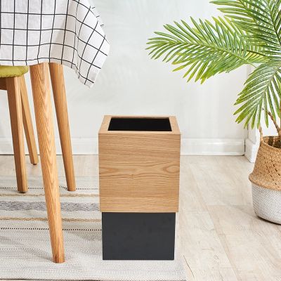 Wooden Square Trash Can, Eco-Friendly Rubbish Bin, Ideal as a Creative Wastepaper Bin, Wooden Garbage Can for Living Room Office Kitchen Hotel