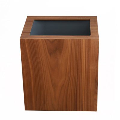 CL-ZZZ Trash Bin Wooden Trash Can, Square Waste Paper Basket with Inner Plastic Rubbish Bin, Eco-Friendly Under Desk Office Bin for Bathroom, Kitchen