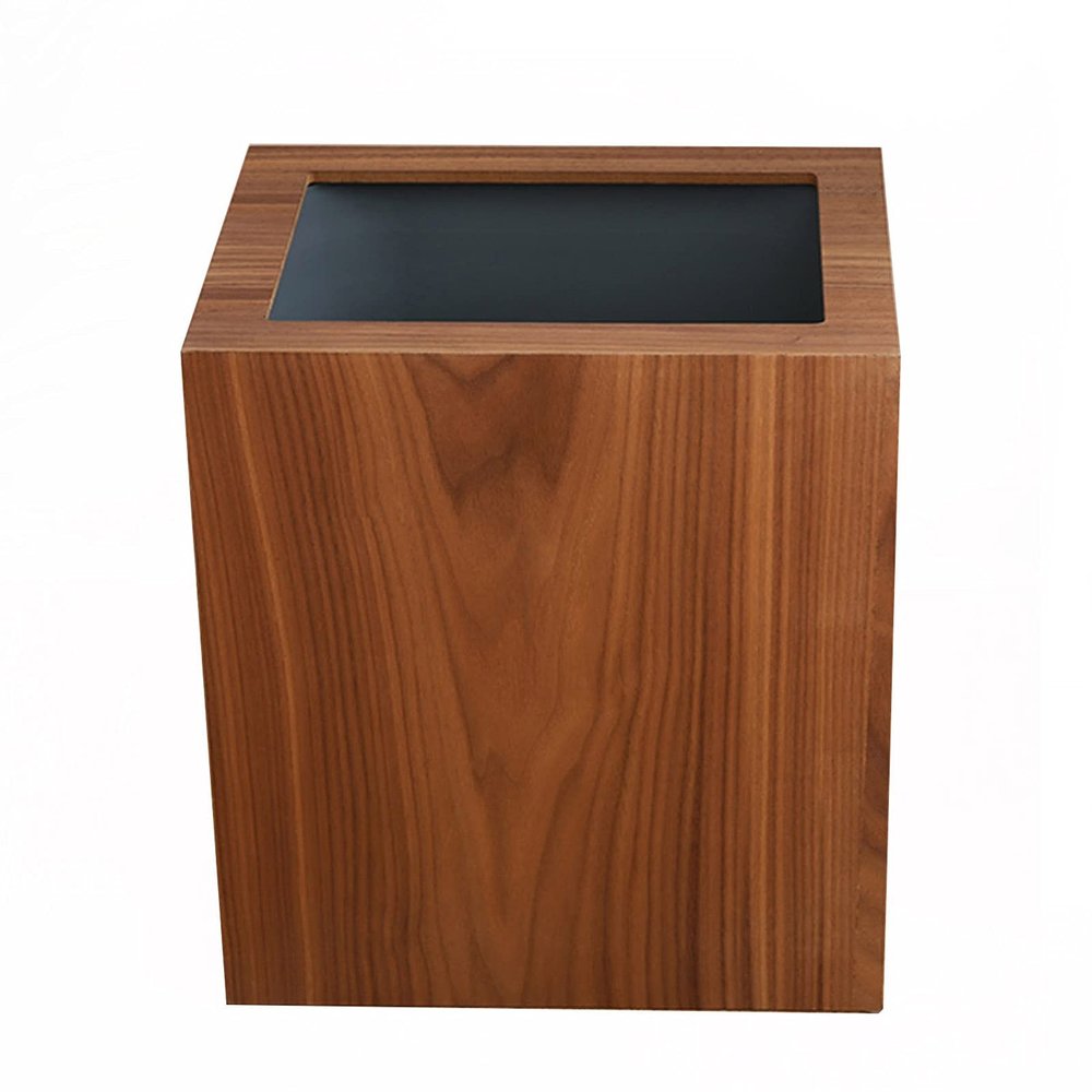 CL-ZZZ Trash Bin Wooden Trash Can, Square Waste Paper Basket with Inner Plastic Rubbish Bin, Eco-Friendly Under Desk Office Bin for Bathroom, Kitchen