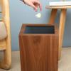 CL-ZZZ Trash Bin Wooden Trash Can, Square Waste Paper Basket with Inner Plastic Rubbish Bin, Eco-Friendly Under Desk Office Bin for Bathroom, Kitchen view 4