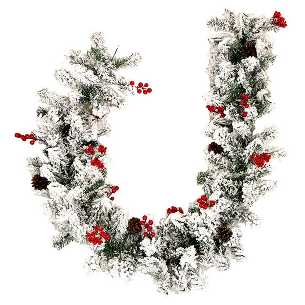 Wreath LIU- Christmas Garlands 5.9 Ft Decorated Long, with Natural Pine Cones,Red Berries,Falling Cedar Branches,for Home Farmhouse Front Door Mantel Dining Table Xmas Decor