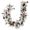 Wreath LIU- Christmas Garlands 5.9 Ft Decorated Long, with Natural Pine Cones,Red Berries,Falling Cedar Branches,for Home Farmhouse Front Door Mantel Dining Table Xmas Decor view 1