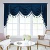 StangH Navy Blue Velvet Curtain Valances - Super Soft Blackout Waterfall Swag Valances for Kitchen/Living Room, Extra Wide Room Divider Curtains for Dining Room, W79 inches, 1 Panel view 1