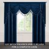 StangH Navy Blue Velvet Curtain Valances - Super Soft Blackout Waterfall Swag Valances for Kitchen/Living Room, Extra Wide Room Divider Curtains for Dining Room, W79 inches, 1 Panel view 2