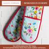 Maison d' Hermine Double Oven Mitts 100% Cotton 7"x35" Double Oven Mitt Heat Resistant BBQ Cooking Gloves with Loop Baking Grilling Kitchen Hotel Home Farmhouse Spring Summer (Jardin D'Ete - Mint) view 2