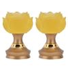 Yosoo Colorful Glass Lamp, 2Set LED Lotus Buddhist Light with Alloy Base Colorful Buddha Lamp Ornament Prayer Faith Supplies(01) view 1