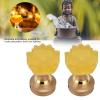 Yosoo Colorful Glass Lamp, 2Set LED Lotus Buddhist Light with Alloy Base Colorful Buddha Lamp Ornament Prayer Faith Supplies(01) view 3