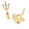 Ganga Nautical Golden Brass Trishakti Trishul Kalash with Pure Brass Panch Deepak Aarti Oil Lamp for Pooja Mandir Diya view 2
