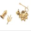 Ganga Nautical Golden Brass Trishakti Trishul Kalash with Pure Brass Panch Deepak Aarti Oil Lamp for Pooja Mandir Diya view 3