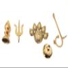 Ganga Nautical Golden Brass Trishakti Trishul Kalash with Pure Brass Panch Deepak Aarti Oil Lamp for Pooja Mandir Diya view 4