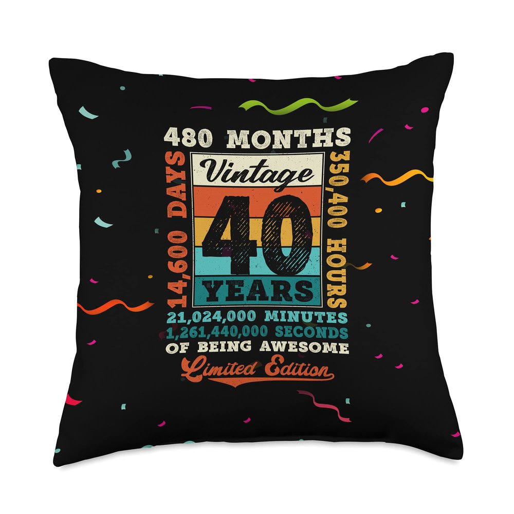 40th Birthday 40 Year Old Limited Edition Vintage 480 Months Throw Pillow