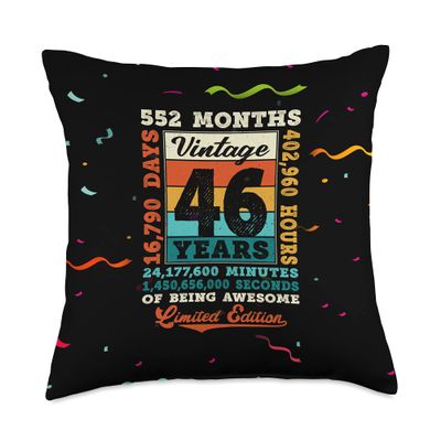 46th Birthday 46 Year Old Limited Edition Vintage 552 Months Throw Pillow