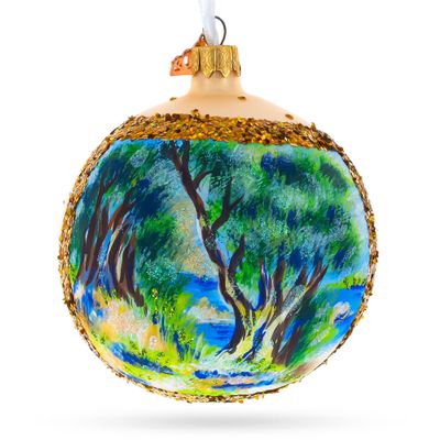 1883 Pierre-Auguste Renoir Landscape on The Coast, Near Menton Glass Ball Christmas Ornament 4 Inches