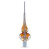 Dimensional Pearl Roses on Gold Glass Christmas Tree Topper 11 Inches view 2