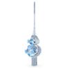 Dimensional Blue Roses and Flowers on Silver Glass Christmas Tree Topper 11 Inches view 2