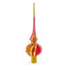 Dimensional Red Jewels on Golden Spirals Glass Christmas Tree Topper 11 Inches view 3