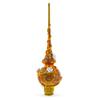 White Roses with Golden Leaves on Gold Glass Christmas Tree Topper 11 Inches view 2