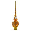 White Roses with Golden Leaves on Gold Glass Christmas Tree Topper 11 Inches view 3