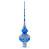 White Jewels and Silver on Blue Glass Christmas Tree Topper 11 Inches view 1