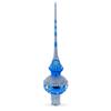 White Jewels and Silver on Blue Glass Christmas Tree Topper 11 Inches view 2