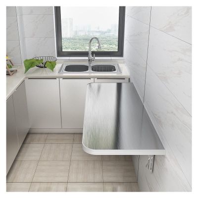 ALGWXQ Space Saving Wall Mounted Fold Down Table Kitchen Dining Desk for Laundry Room Home Bar, Easy to Install (Color : Silver, Size : 50x30cm)