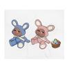 African American Easter Bunnies Throw Blanket - White Background view 1