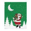 African American Santa Throw Blanket - Green Background/Snow Covered Trees view 1
