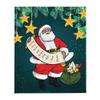 African American Santa Reviewing List - Green Background Throw Blanket view 1