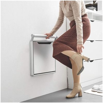 Folding Stools Wall-Mounted Invisible Shoe-Changing Stool, Space-Saving Folding Drop-Leaf Wall Stool, for Balconies/Porch/Hall Folding Wall Stool