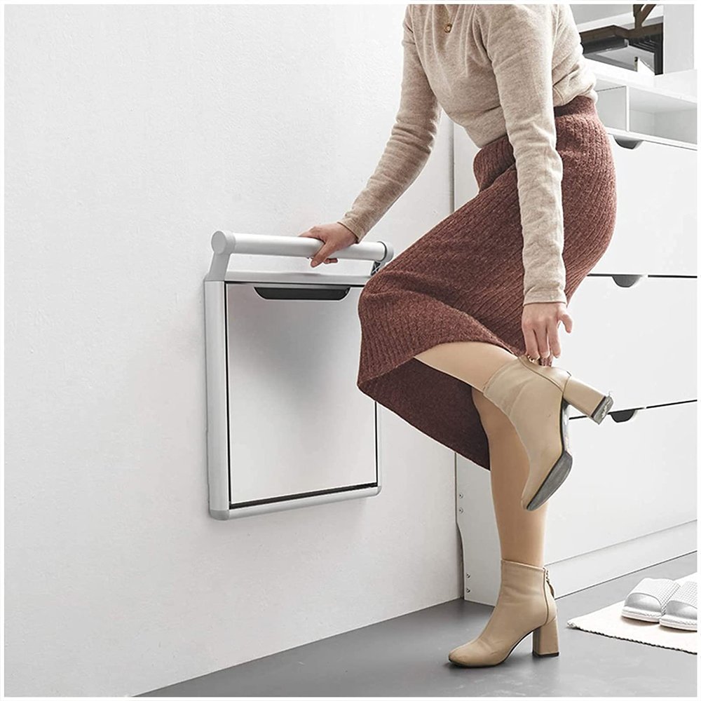 Folding Stools Wall-Mounted Invisible Shoe-Changing Stool, Space-Saving Folding Drop-Leaf Wall Stool, for Balconies/Porch/Hall Folding Wall Stool