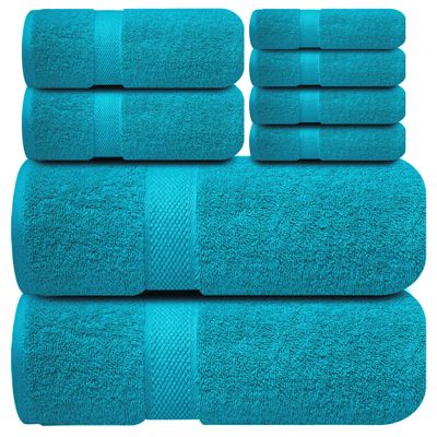 Infinitee Xclusives Luxury 100% Cotton Towel Set  8 Piece Bathroom Towel Set (2 Bath Towels, 2 Hand Towels, 4 Washcloths)  Soft & Absorbent Towels for Bathroom (Serene Teal)