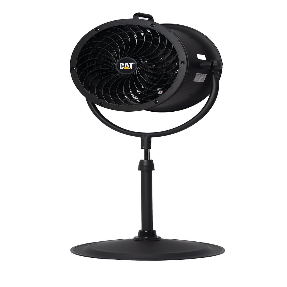 Caterpillar fan 14-Blade High-Velocity Pedestal Drum Fan Heavy Duty Industrial Grade (Black, 4-in-1): 2,300 CFM, 4-Speed, 360 Degree Adjustable Tilt, Dual Ball Bearing Motor with Die-Cast Cover