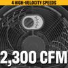 Caterpillar fan 14-Blade High-Velocity Pedestal Drum Fan Heavy Duty Industrial Grade (Black, 4-in-1): 2,300 CFM, 4-Speed, 360 Degree Adjustable Tilt, Dual Ball Bearing Motor with Die-Cast Cover view 3