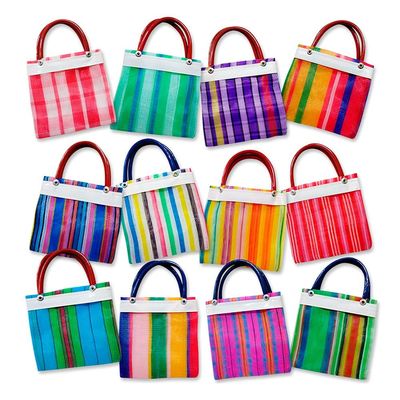 More Fiesta 24 Mini Mexican Tote Mercado Bags 5 inch by 5 inch - Assorted Colors - Small Mexican Mercado Bags (High Thread Mesh)