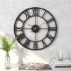 Clock Large Black Vintage Metal Roman Numeral Clock Antique Skeleton Hanging Wall Clock - Gold/Black view 2