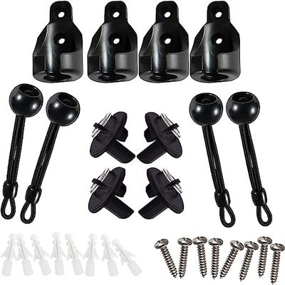 Lihopefe New Bungee Kit + End Caps Universal Replacement Mounting Brackets for Exterior/Interior Roller Blinds (Black, 2pack)