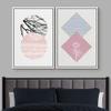 IDEA4WALL Framed Wall Art Print Set Floral Line Art & Silhouettes in Pink & Blue Pastel Polygons Nature Wilderness Mixed Minimalism Bohemian for Living Room, Bedroom, Office - 16"x24"x2 White view 2